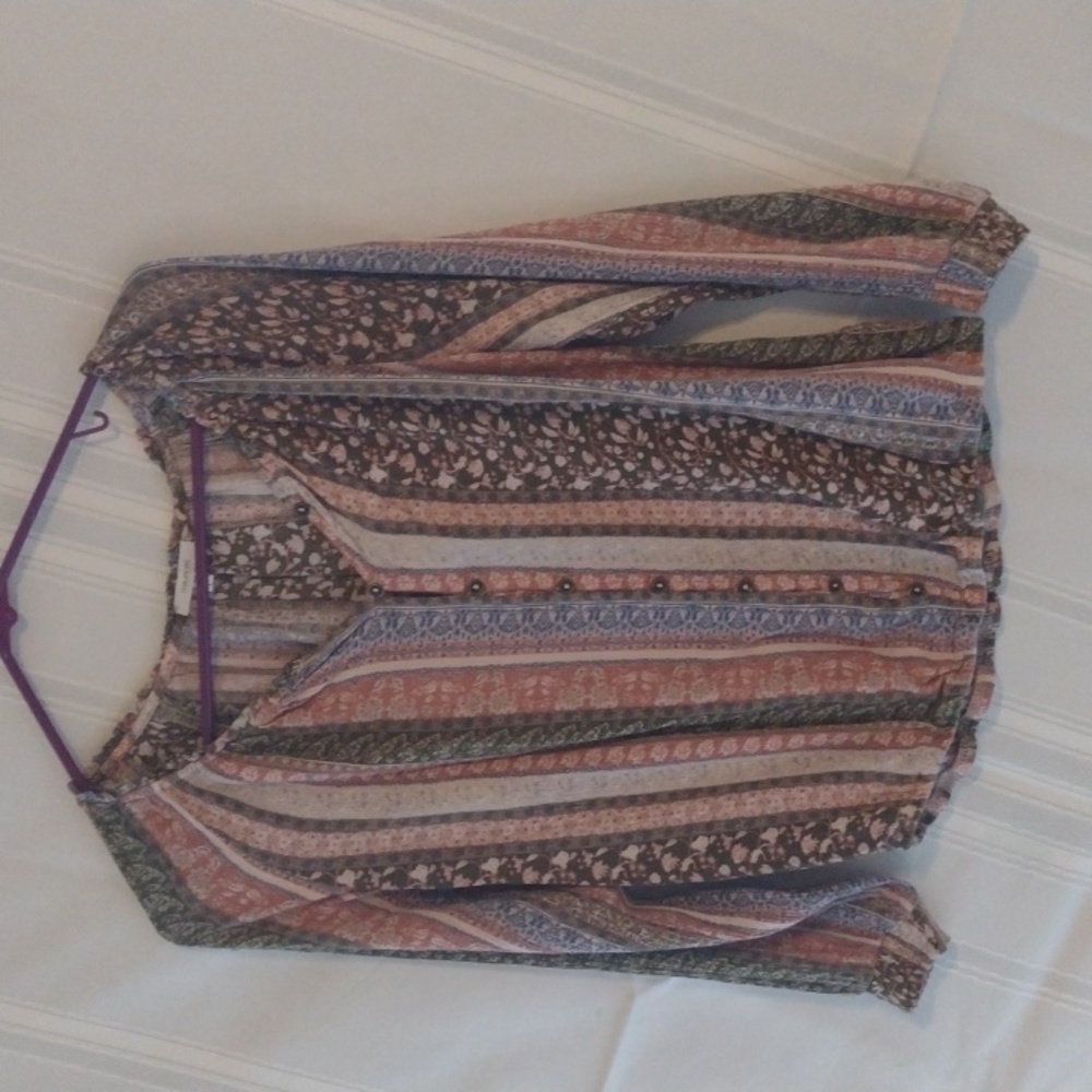 Maurices Peasant Blouse, floral print, size Large